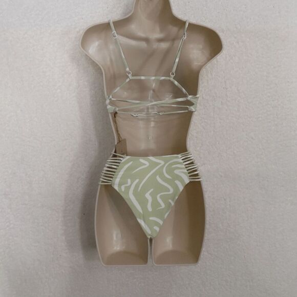 Stone Fox Swim Green Aloe Lines Daya Top/Simone Bottom X-Small - Picture 3 of 9